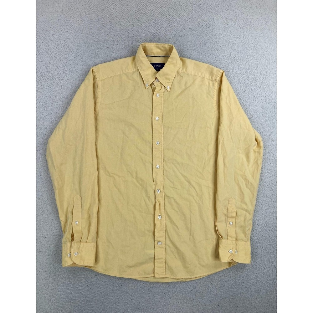 Eton Dress Shirt Mens 16 41 Yellow Solid Oxford Slim Fit Button Down Cotton LS